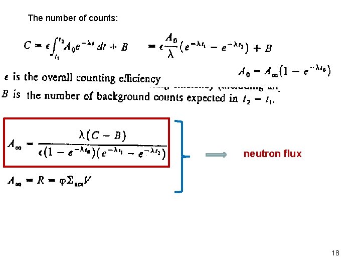 The number of counts: neutron flux 18 