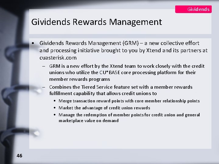 Gividends Rewards Management • Gividends Rewards Management (GRM) – a new collective effort and