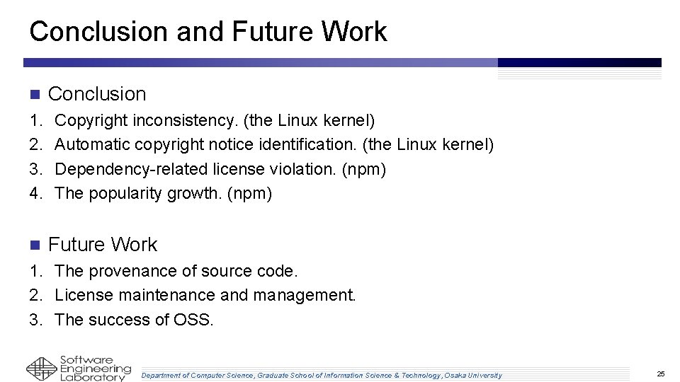 Conclusion and Future Work n 1. 2. 3. 4. n Conclusion Copyright inconsistency. (the Conclusion and Future Work n 1. 2. 3. 4. n Conclusion Copyright inconsistency. (the