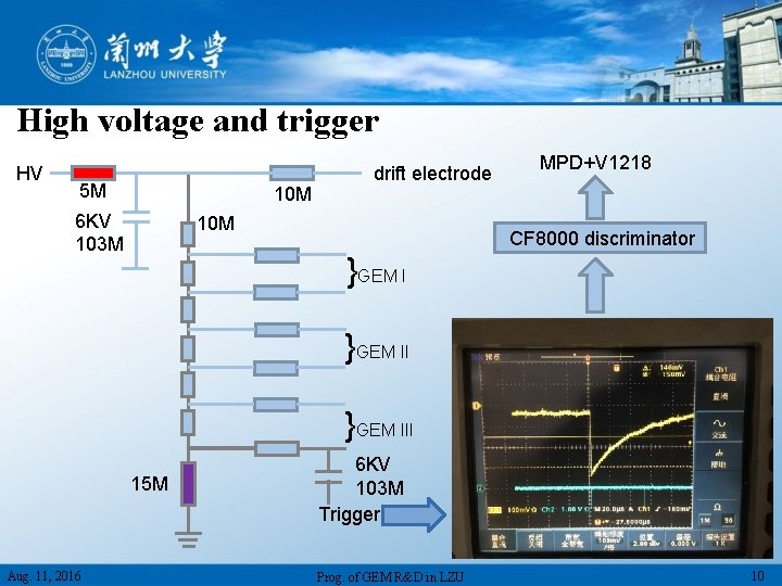 High voltage and trigger HV 5 M 10 M 6 KV 103 M drift