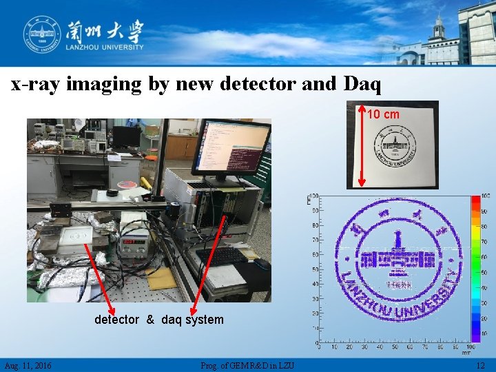 x-ray imaging by new detector and Daq 10 cm detector & daq system Aug.