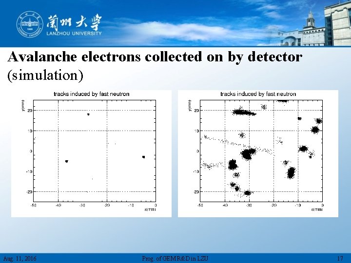 Avalanche electrons collected on by detector (simulation) Aug. 11, 2016 Prog. of GEM R&D