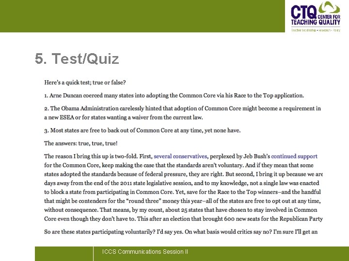5. Test/Quiz ICCS Communications Session II 