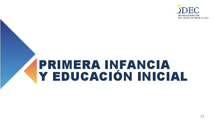 PRIMERA INFANCIA Y EDUCACIÓN INICIAL 13 