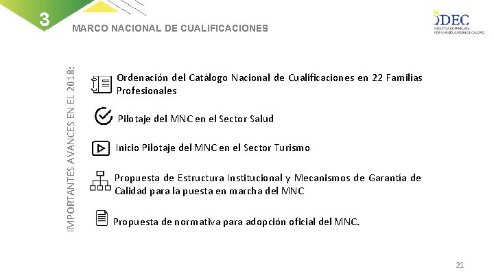 MARCO NACIONAL DE CUALIFICACIONES IMPORTANTES AVANCES EN EL 2018: 3 Ordenación del Catálogo Nacional
