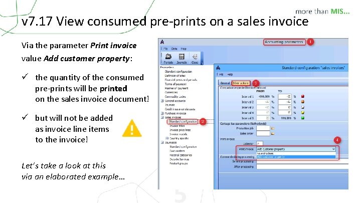 v 7. 17 View consumed pre-prints on a sales invoice Via the parameter Print