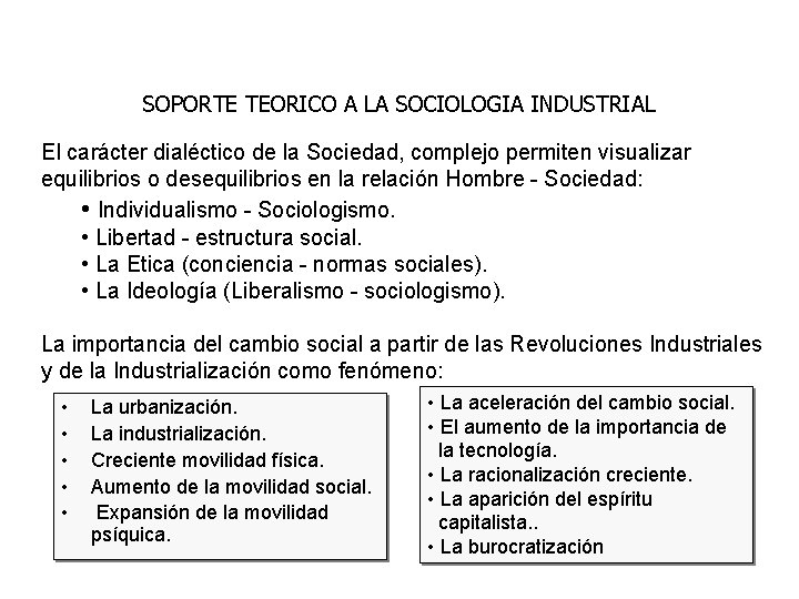 SOPORTE TEORICO A LA SOCIOLOGIA INDUSTRIAL Sociologa para