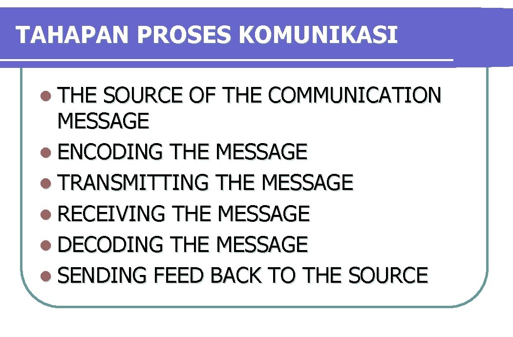 TAHAPAN PROSES KOMUNIKASI l THE SOURCE OF THE COMMUNICATION MESSAGE l ENCODING THE MESSAGE