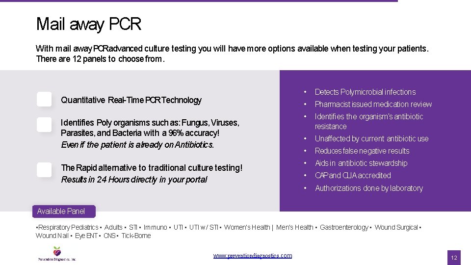 Mail away PCR With mail away PCRadvanced culture testing you will have more options