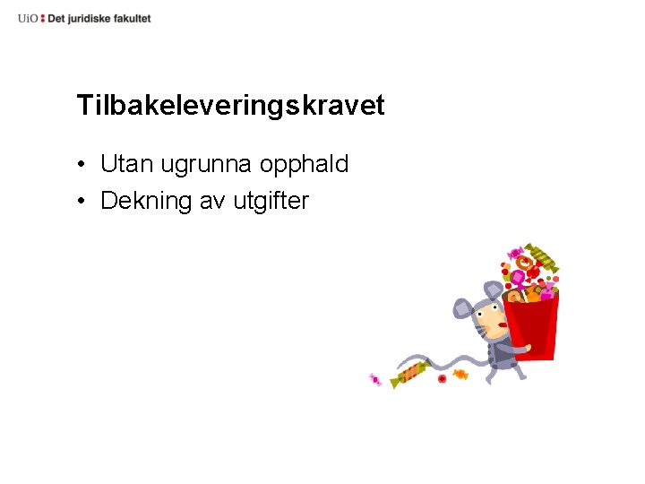 Tilbakeleveringskravet • Utan ugrunna opphald • Dekning av utgifter 