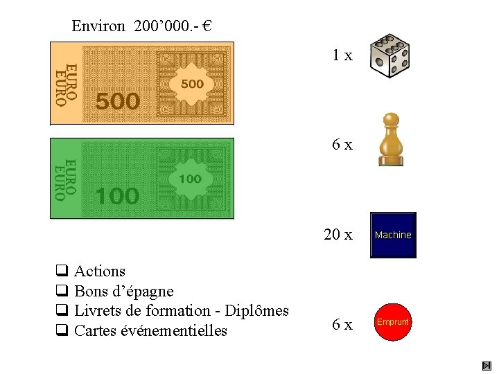 Environ 200’ 000. - € 1 x 6 x 20 x q Actions q