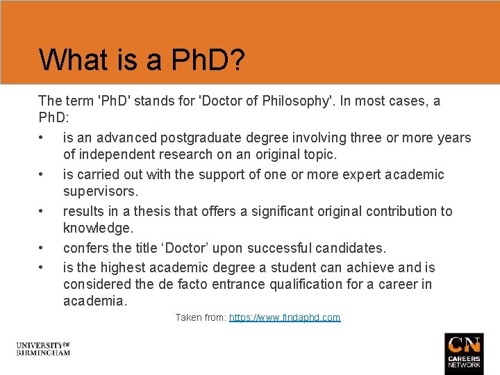 What is a Ph. D? The term 'Ph. D' stands for 'Doctor of Philosophy'.