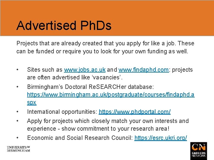 Advertised Ph. Ds Projects that are already created that you apply for like a