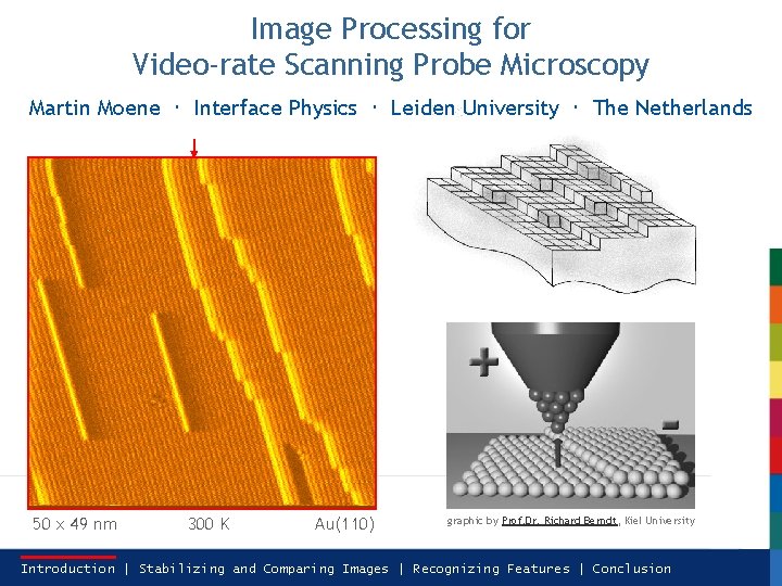 Image Processing for Video-rate Scanning Probe Microscopy Martin Moene Interface Physics Leiden University The