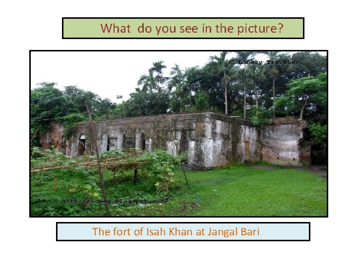 What do you see in the picture? The fort of Isah Khan at Jangal