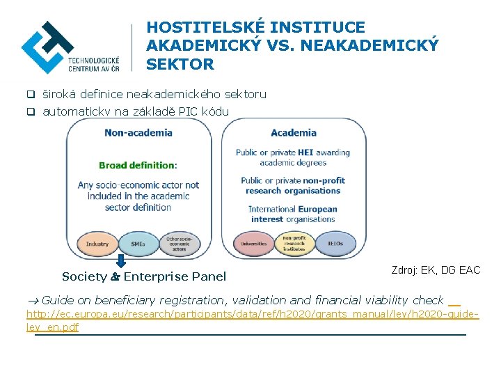 HOSTITELSKÉ INSTITUCE AKADEMICKÝ VS. NEAKADEMICKÝ SEKTOR q široká definice neakademického sektoru q automaticky na