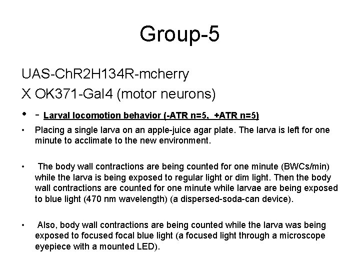 Group-5 UAS-Ch. R 2 H 134 R-mcherry X OK 371 -Gal 4 (motor neurons)