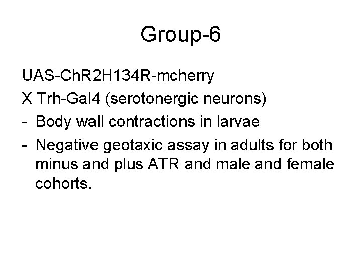 Group-6 UAS-Ch. R 2 H 134 R-mcherry X Trh-Gal 4 (serotonergic neurons) - Body