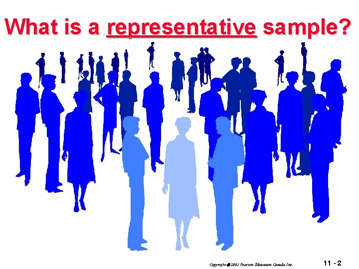 What is a representative sample? Copyright 2003 Pearson Education Canada Inc. 11 - 2
