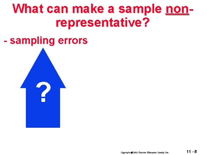 What can make a sample nonrepresentative? - sampling errors ? Copyright 2003 Pearson Education