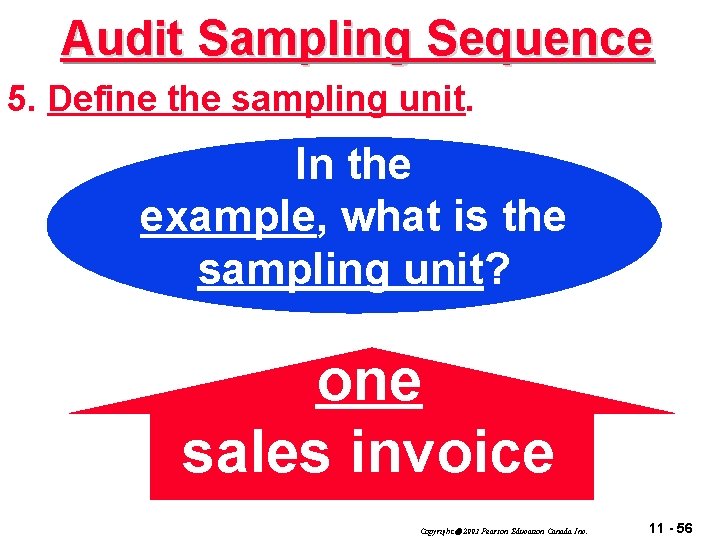 Audit Sampling Sequence 5. Define the sampling unit. In the example, what is the
