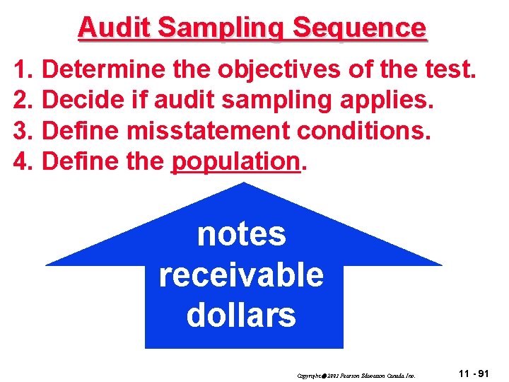 Audit Sampling Sequence 1. Determine the objectives of the test. 2. Decide if audit