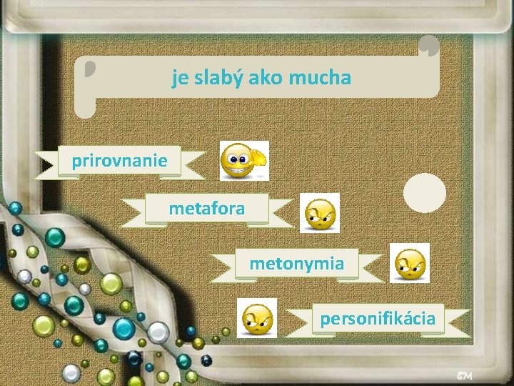 je slabý ako mucha prirovnanie metafora metonymia personifikácia 
