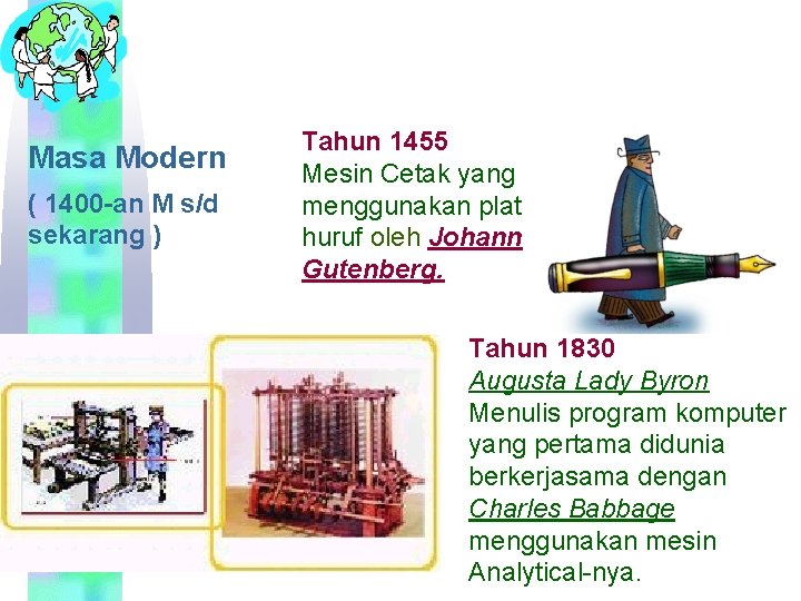Masa Modern ( 1400 -an M s/d sekarang ) Tahun 1455 Mesin Cetak yang