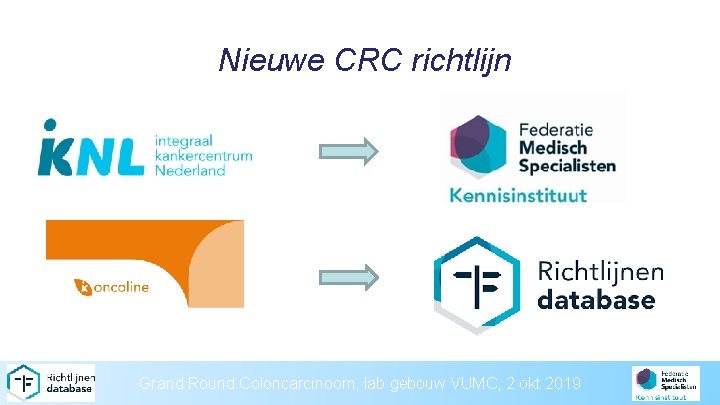 Nieuwe CRC richtlijn Grand Round Coloncarcinoom, lab gebouw VUMC, 2 okt 2019 