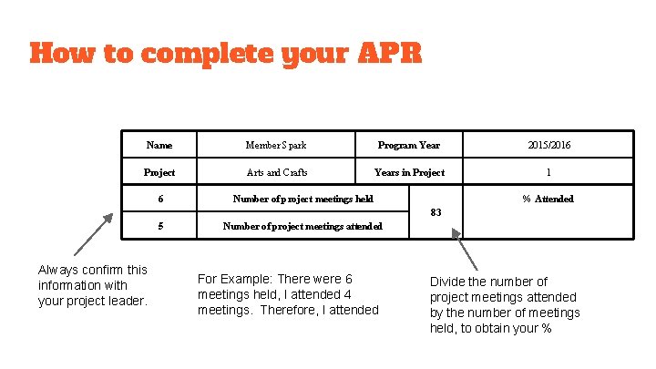 How to complete your APR Name Member Spark Program Year 2015/2016 Project Arts and