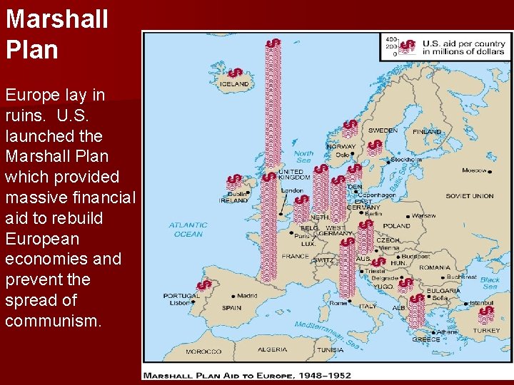 Marshall Plan Europe lay in ruins. U. S. launched the Marshall Plan which provided Marshall Plan Europe lay in ruins. U. S. launched the Marshall Plan which provided