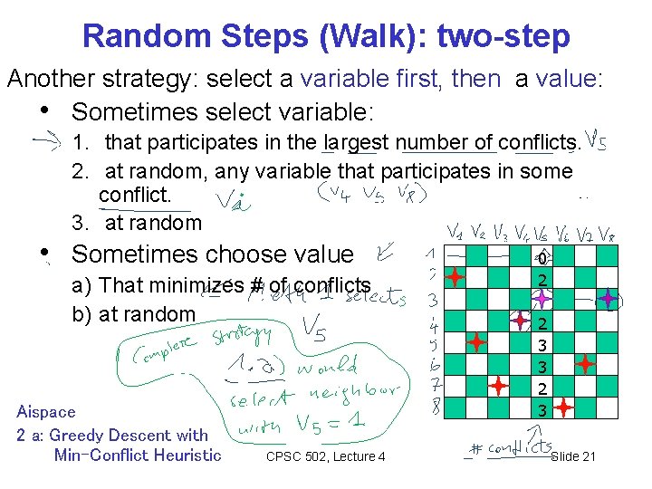 Random Steps (Walk): two-step Another strategy: select a variable first, then a value: •