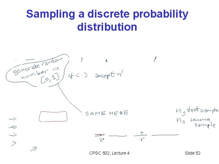 Sampling a discrete probability distribution CPSC 502, Lecture 4 Slide 52 
