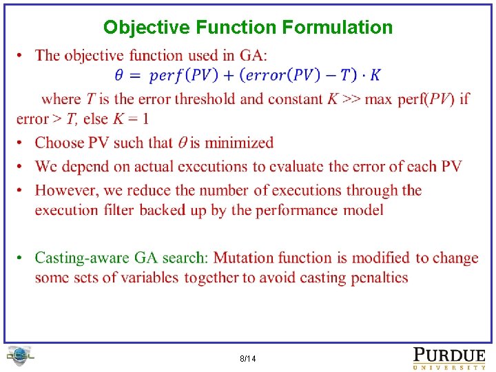 Objective Function Formulation • 8/14 