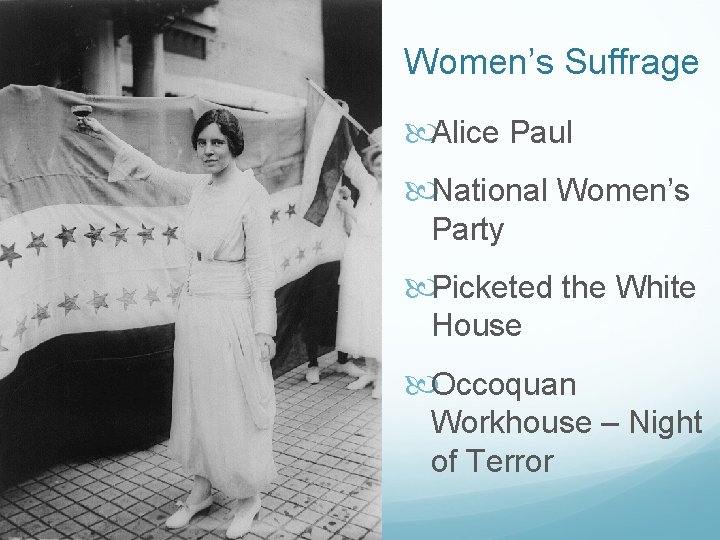 Women’s Suffrage Alice Paul National Women’s Party Picketed the White House Occoquan Workhouse –