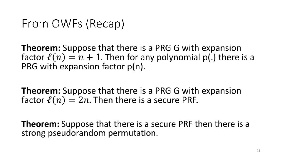 From OWFs (Recap) • 17 