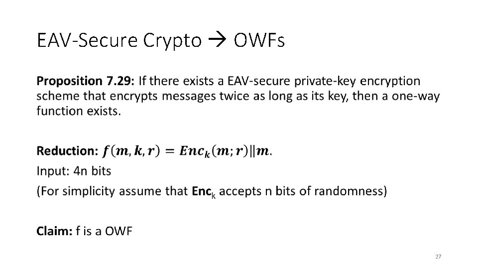 EAV-Secure Crypto OWFs • 27 