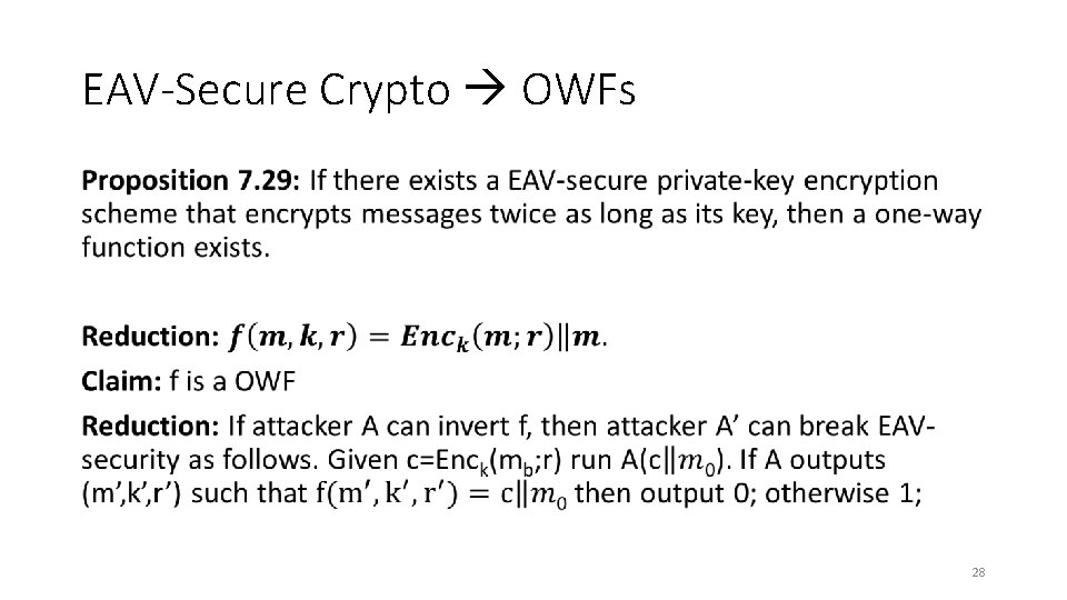 EAV-Secure Crypto OWFs • 28 