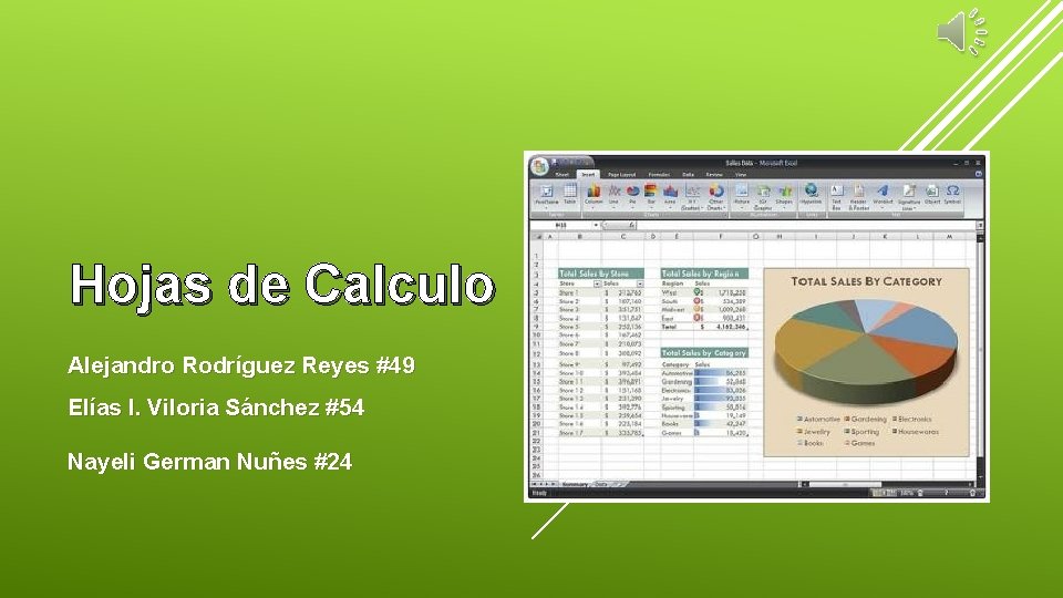 Hojas de Calculo Alejandro Rodríguez Reyes #49 Elías I. Viloria Sánchez #54 Nayeli German
