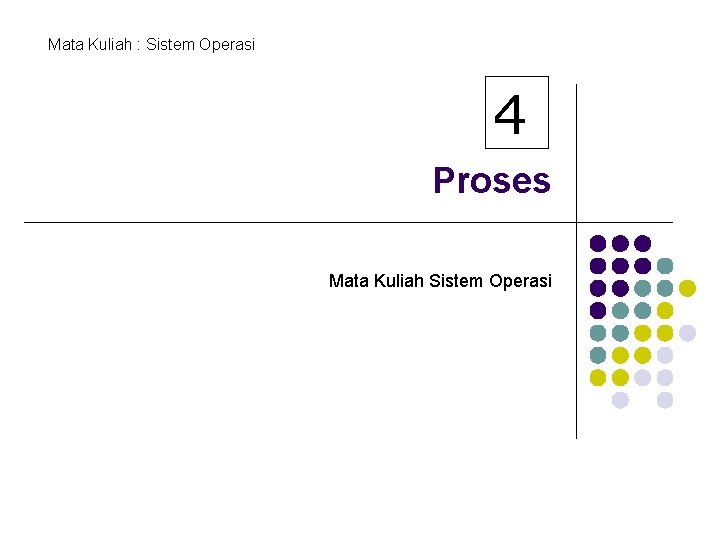 Mata Kuliah : Sistem Operasi 4 Proses Mata Kuliah Sistem Operasi 