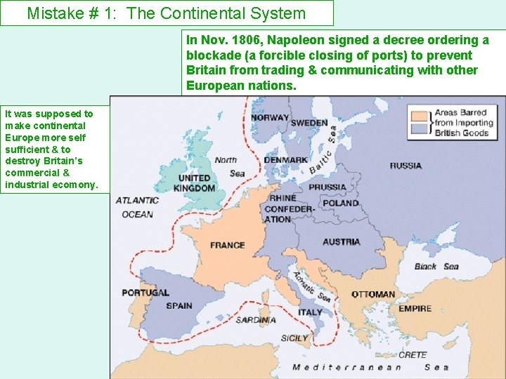 Mistake # 1: The Continental System In Nov. 1806, Napoleon signed a decree ordering