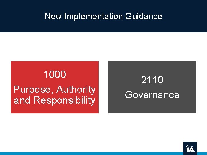 New Implementation Guidance 1000 Purpose, Authority and Responsibility 2110 Governance 