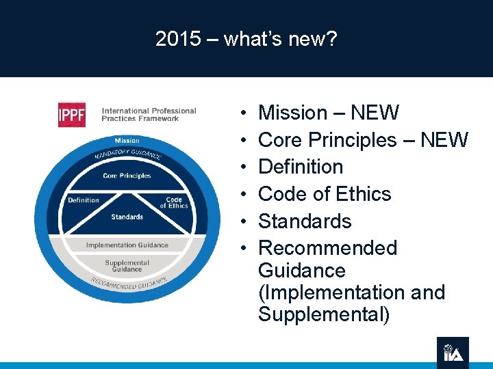 2015 – what’s new? • • • Mission – NEW Core Principles – NEW