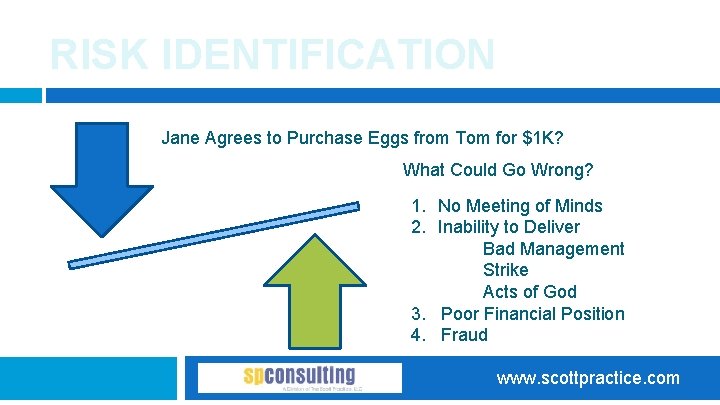 RISK IDENTIFICATION Jane Agrees to Purchase Eggs from Tom for $1 K? What Could