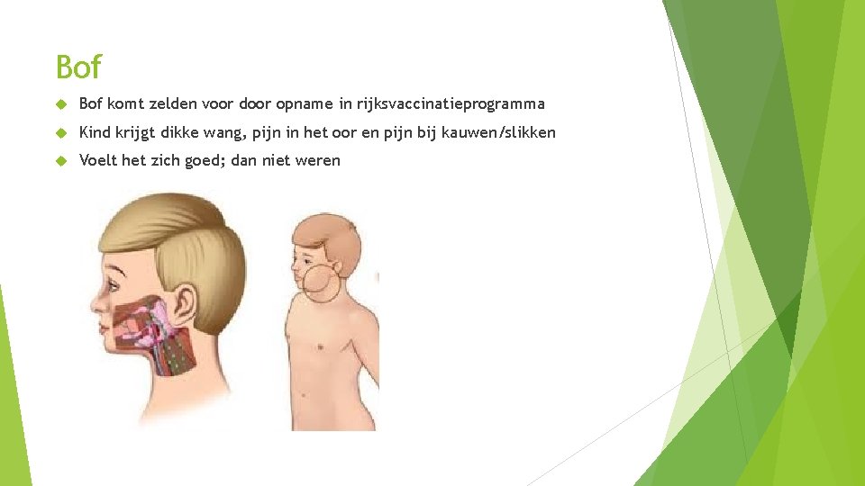 Bof komt zelden voor door opname in rijksvaccinatieprogramma Kind krijgt dikke wang, pijn in