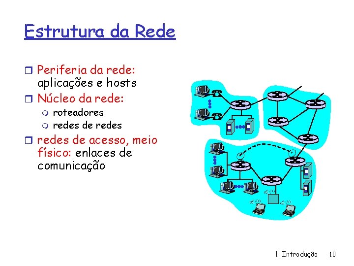 Estrutura da Rede r Periferia da rede: aplicações e hosts r Núcleo da rede: