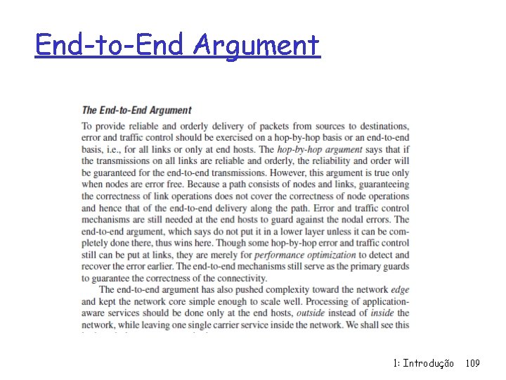 End-to-End Argument 1: Introdução 109 