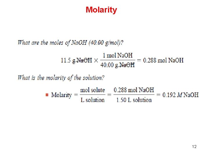 Molarity 12 Molarity 12