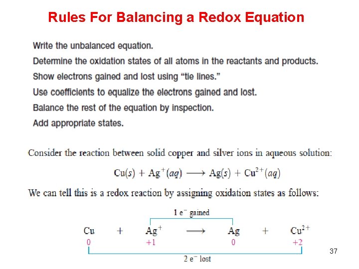 Rules For Balancing a Redox Equation 37 Rules For Balancing a Redox Equation 37