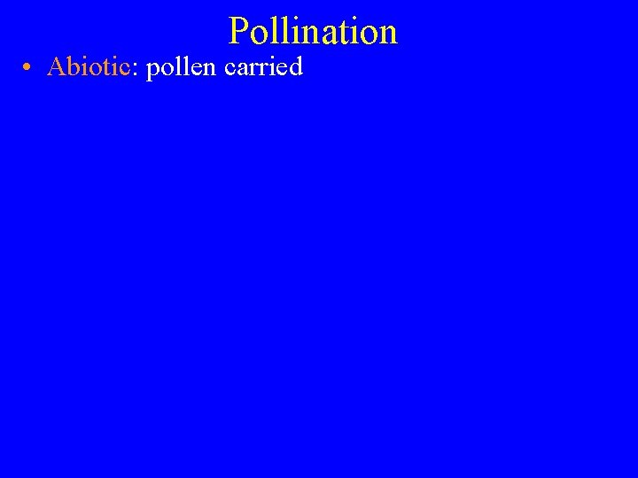 Pollination • Abiotic: pollen carried 